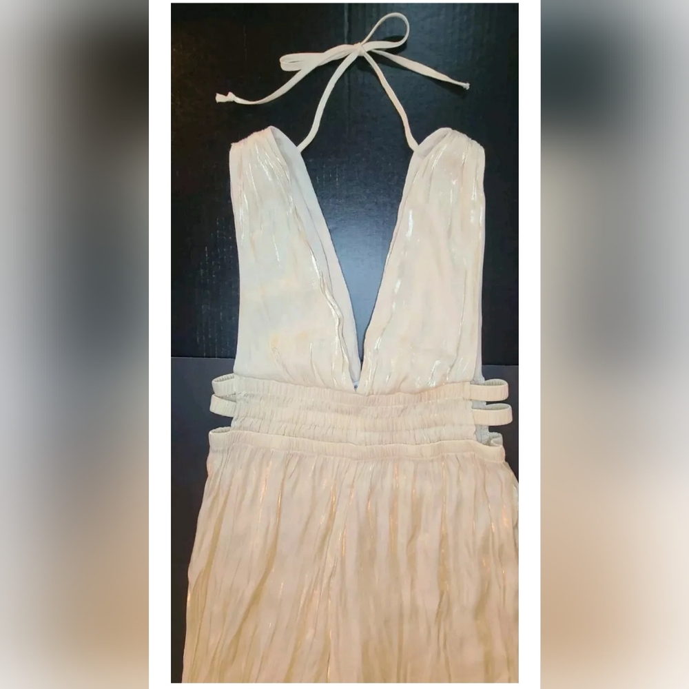 Heart & Heels Romper Champagne Halter V Neck Romper Jumpsuit Party Evening Sz 10
